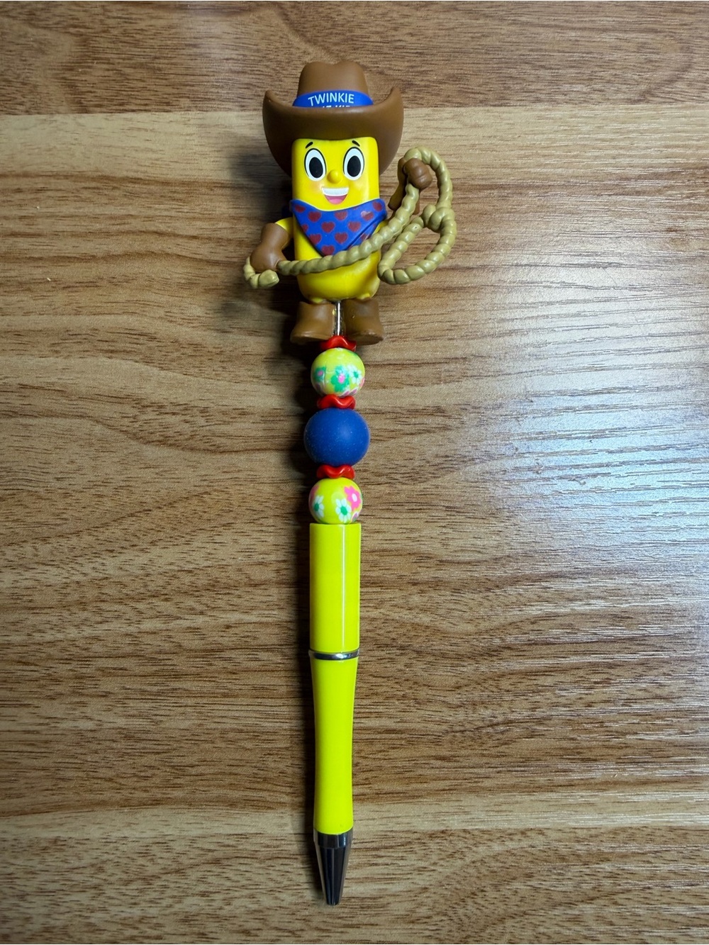 Twinkie Yellow Cowboy Character Toy Pen with Beaded Detail